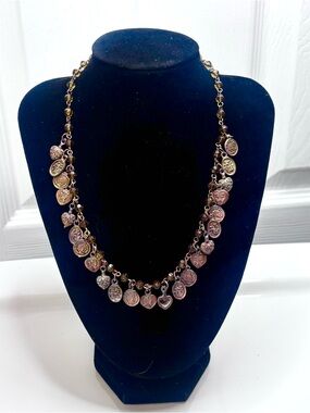 Vintage Charm Necklace Asian Inspired Copper and Brass Glass Beads